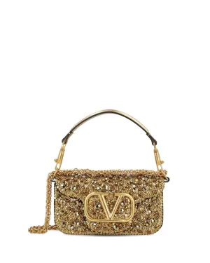 Small Loco Gold Embellished Shoulder Bag in Antique Brass