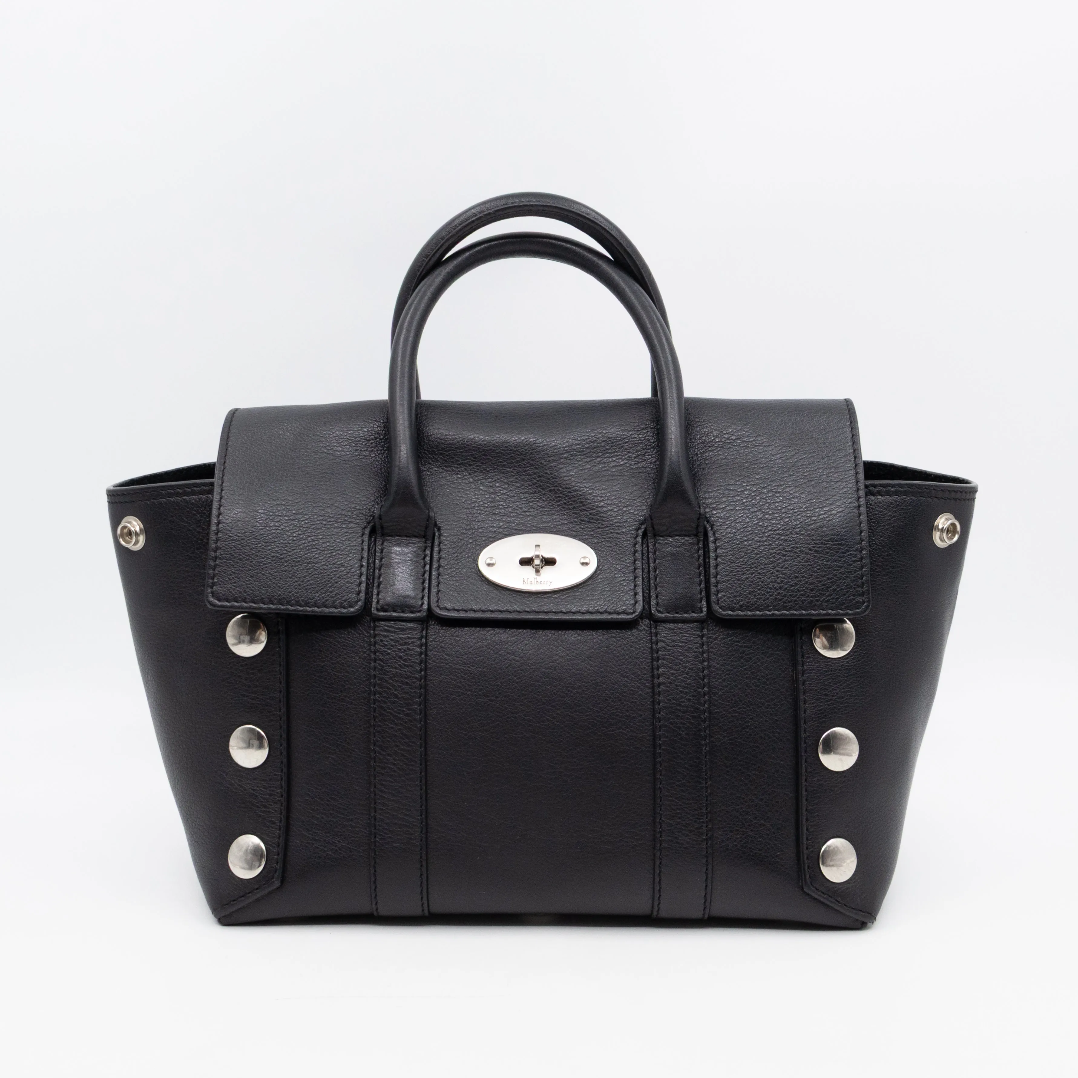 Small New Bayswater Studded Black Leather