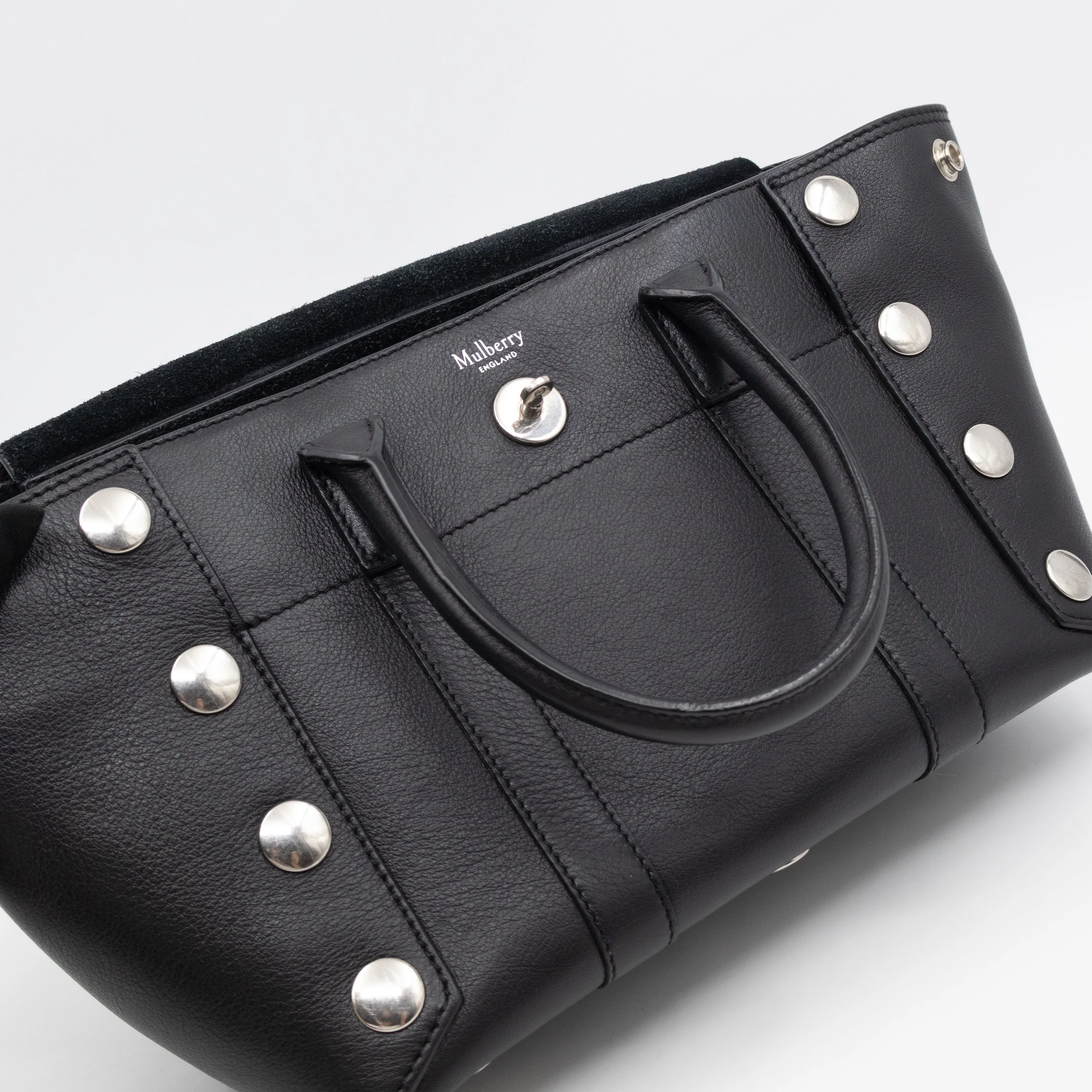 Small New Bayswater Studded Black Leather