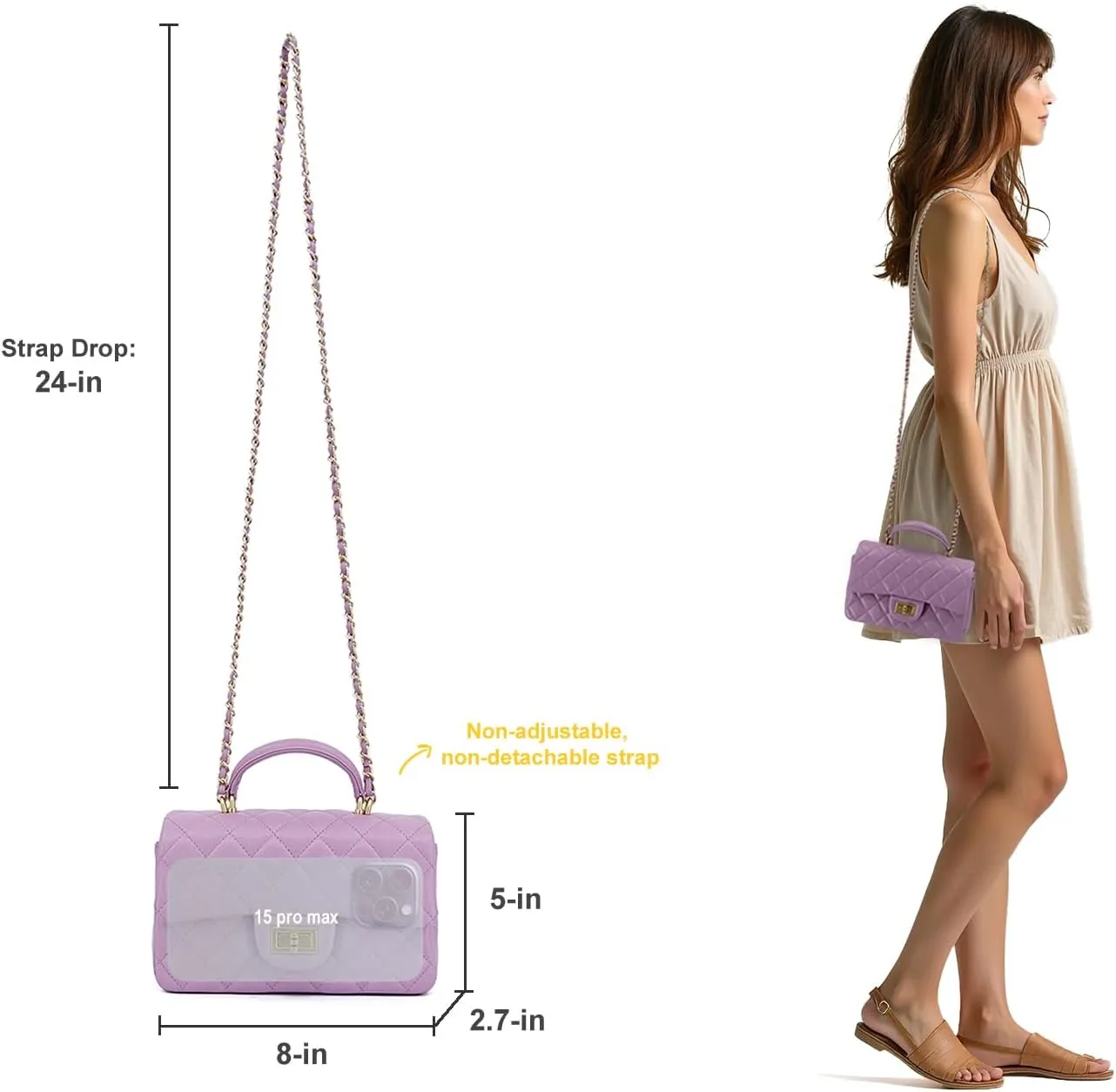 Small Quilted Crossbody Bags for Women, Genuine Leather Shoulder Bag w/Gold Chain Strap, Soft Mini Top Handle Flap Purse