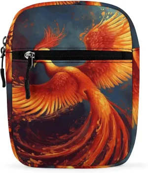 Small Satchel Purse Mini Shoulder Bag Personalized Orange Red Phoenix Print Crossbody Bags For Women Men