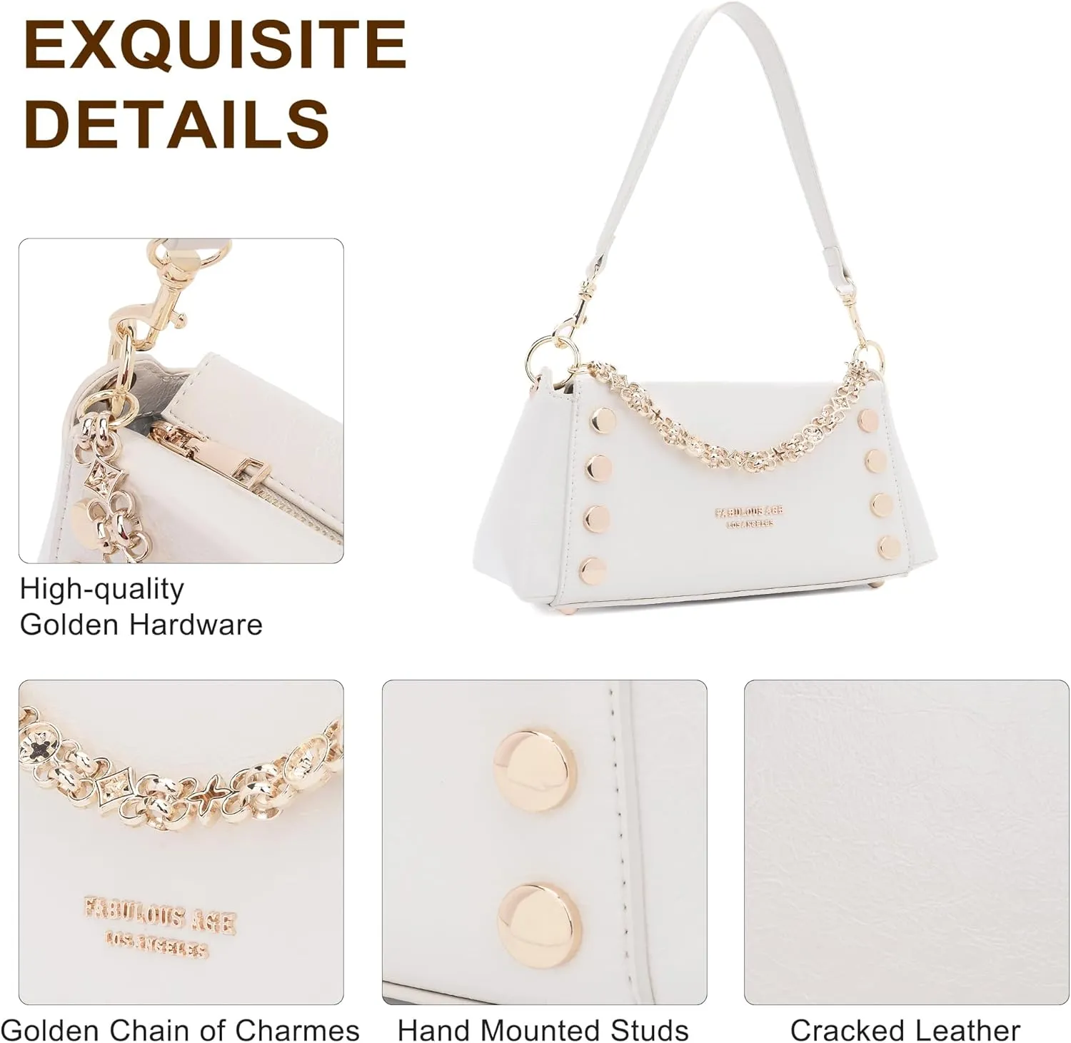Small Shoulder Bag for Women Y2K Purse Designer Trendy Satchel Handbag Hobo Studded Bag