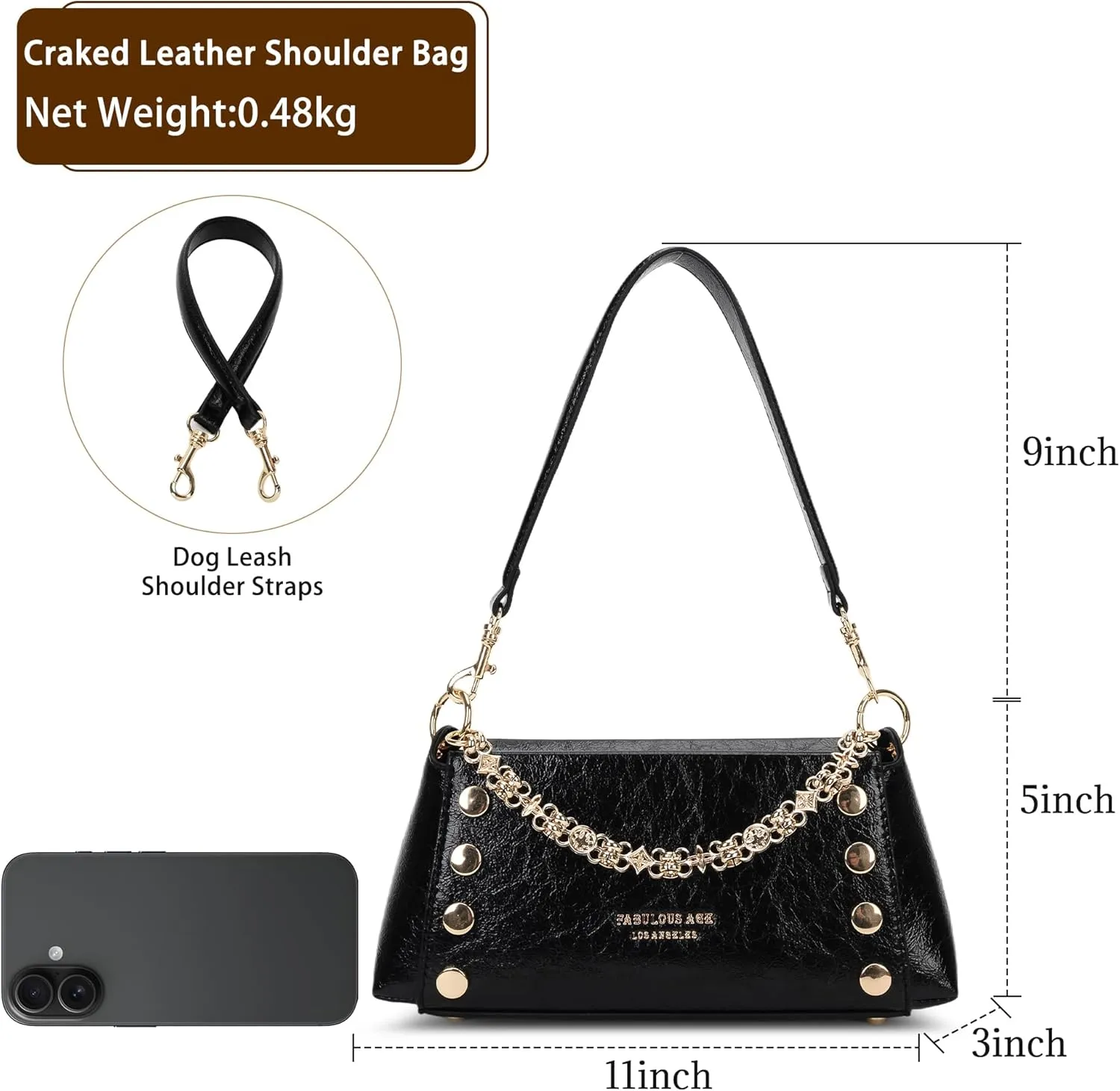 Small Shoulder Bag for Women Y2K Purse Designer Trendy Satchel Handbag Hobo Studded Bag