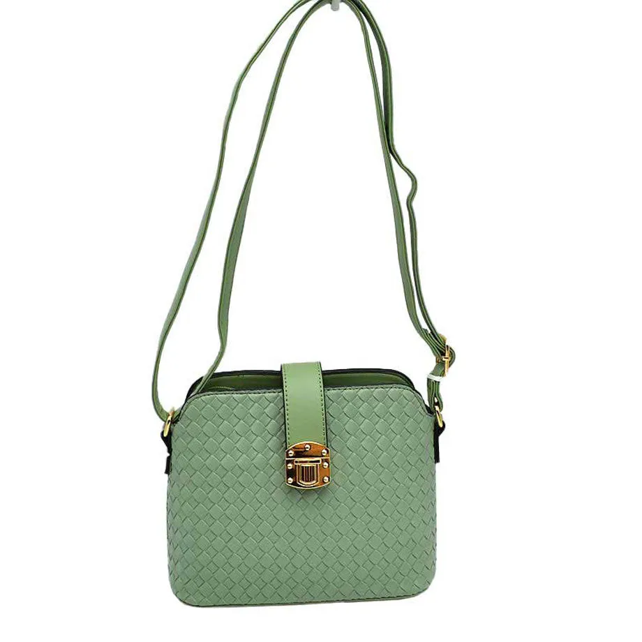 Soho Convertible Distressed Leather Fabric Crossbody Bag