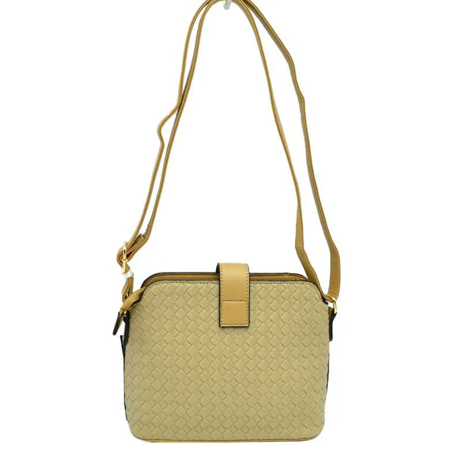 Soho Convertible Distressed Leather Fabric Crossbody Bag