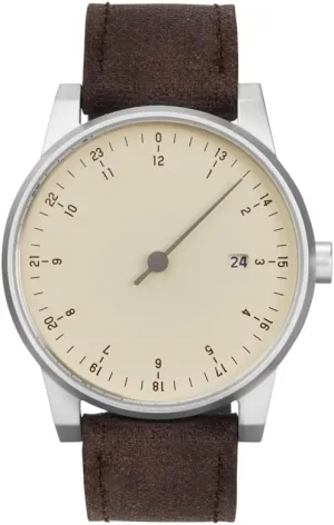 Solar 01 - Dark Brown Band, Silver Case, Crème Dial