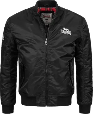 Spirit of England Lonsdale Men´s Flight Bomber MA1 Jacket Black Unique Tartan Lining Embroidered Logo Slim-Fit