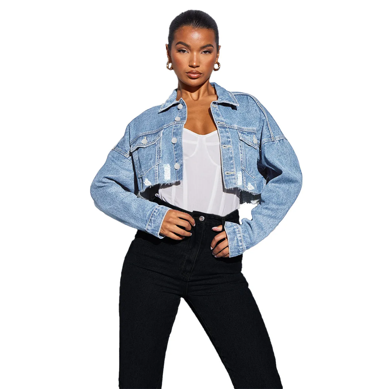 Spring Autumn  Denim  Short Long Sleeve Jackets  2024