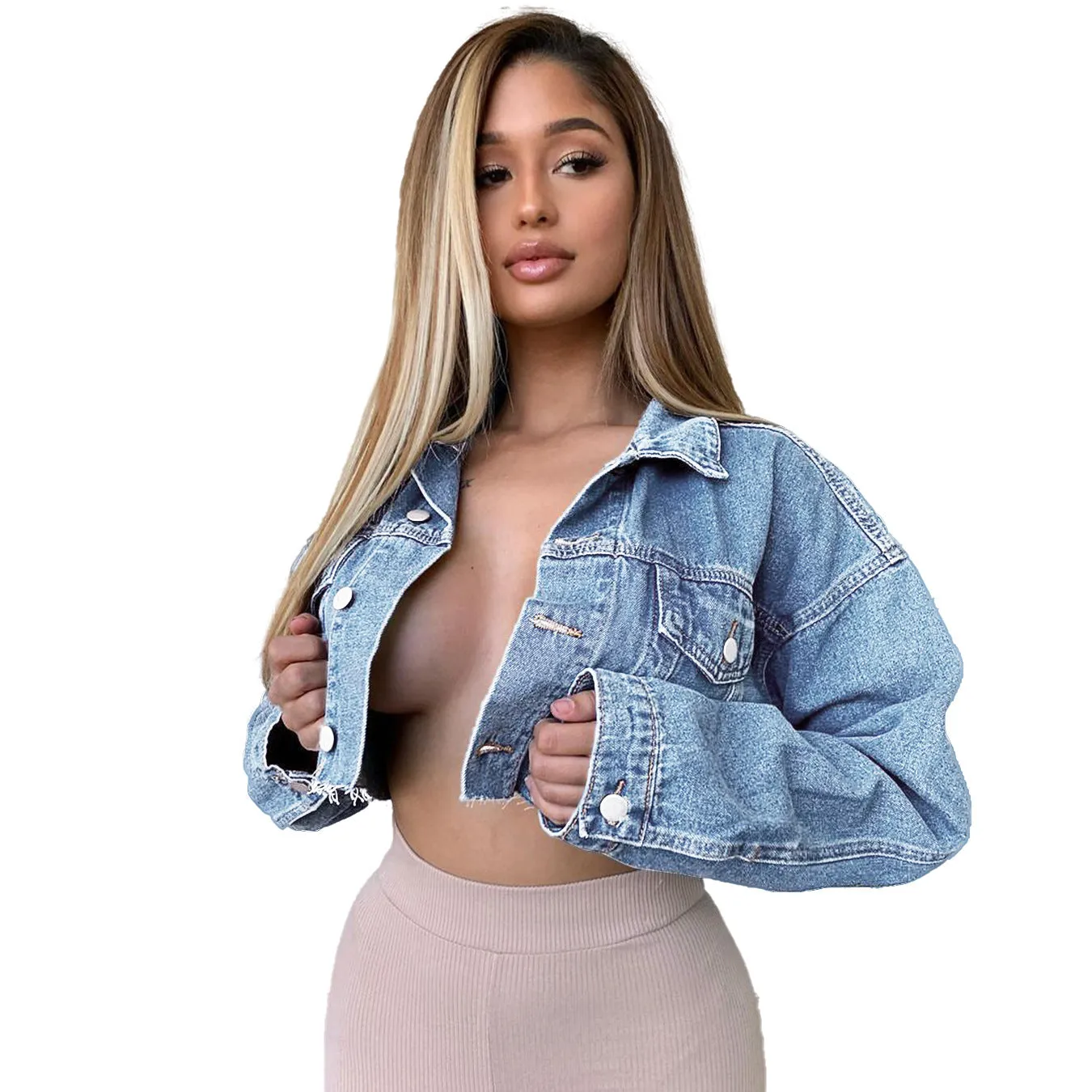 Spring Autumn  Denim  Short Long Sleeve Jackets  2024
