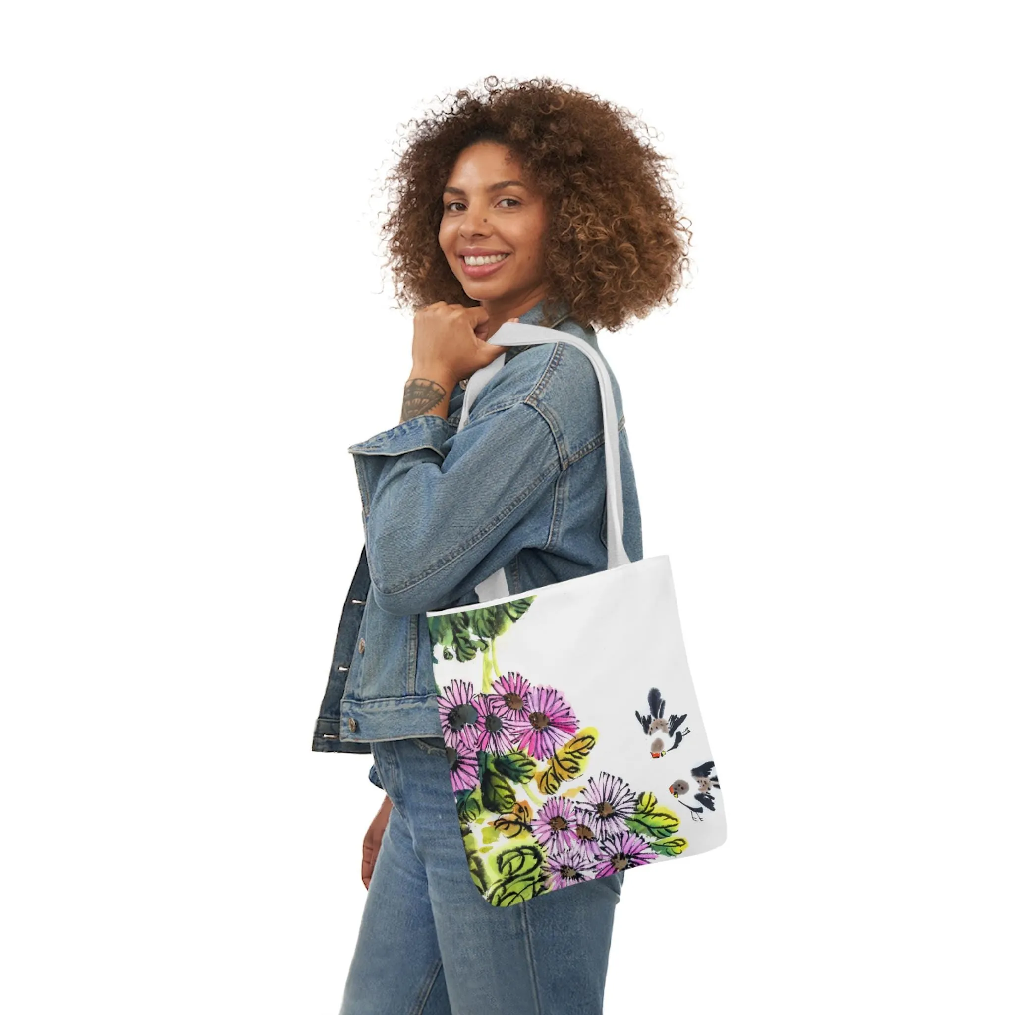 Springtime Canvas Tote Bag, 5-Color Straps Spring Time Canvas Tote Bag Beach Tote Bag Book Bag Book Carrying Bag Book Lover Gifts