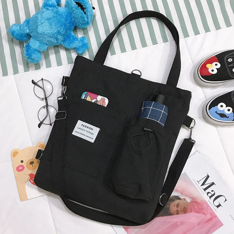 Square Canvas Korean Lady Bag with One Shoulder Slung