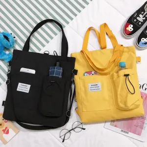 Square Canvas Korean Lady Bag with One Shoulder Slung