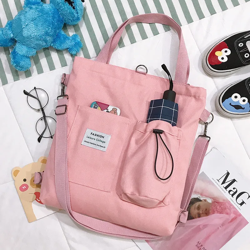 Square Canvas Korean Lady Bag with One Shoulder Slung