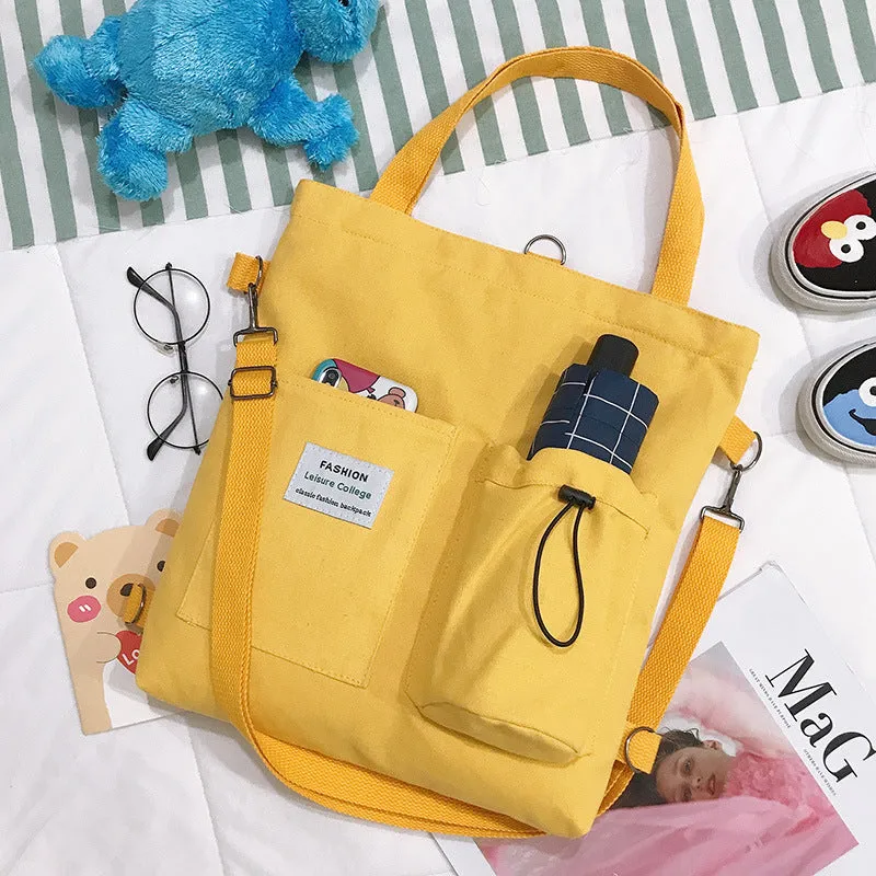 Square Canvas Korean Lady Bag with One Shoulder Slung