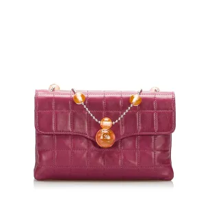 Square Quilted Lambskin Beaded Chain Shoulder Bag