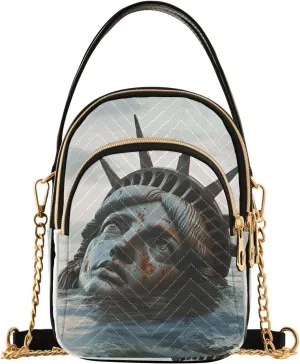 Statue Of Liberty Sling Bag for Women, Small Shoulder Bag Crossbody Bag Purse with Chain Strap Top handle 5.91×3.15×8.27 Inches