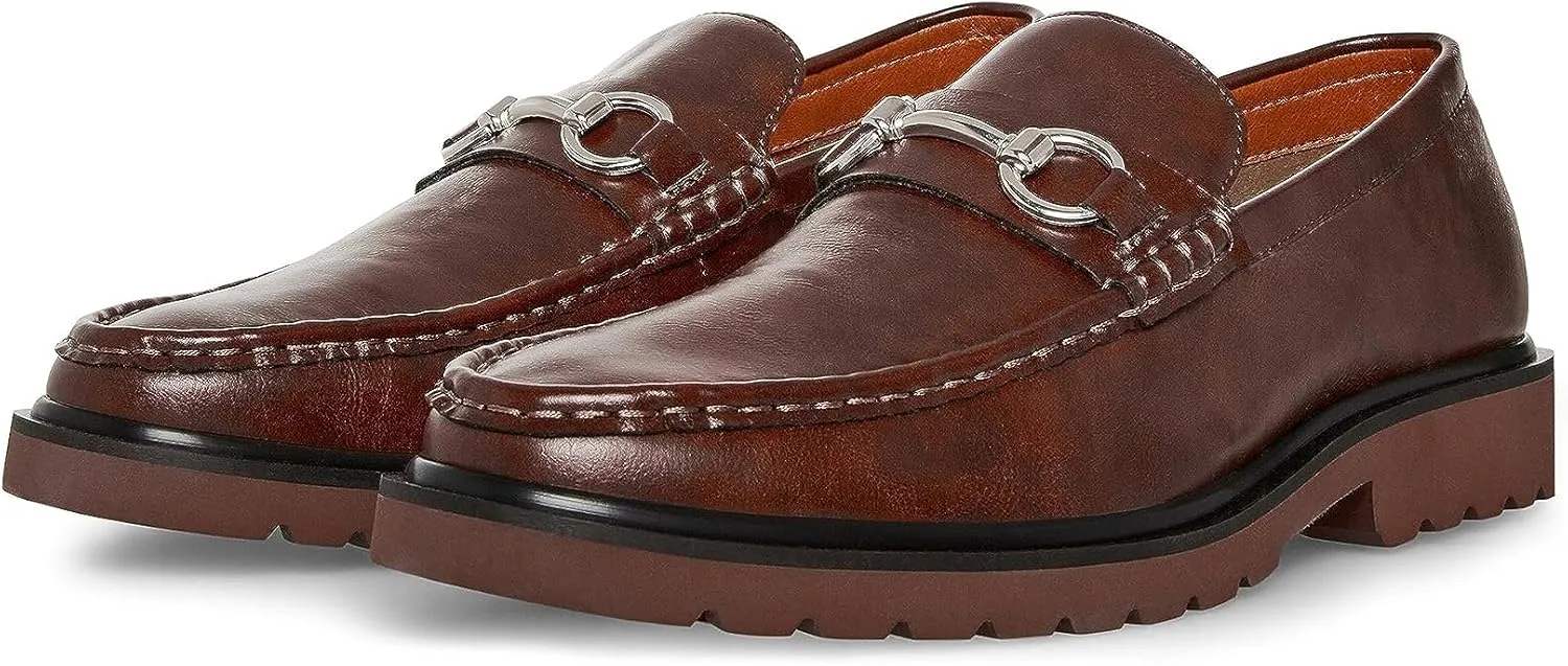 Steve Madden Appon Shoes for Men - Leather Upper - Textile Lining - Cushioned Insole - Rubber Outsole Cognac 10 D - Medium