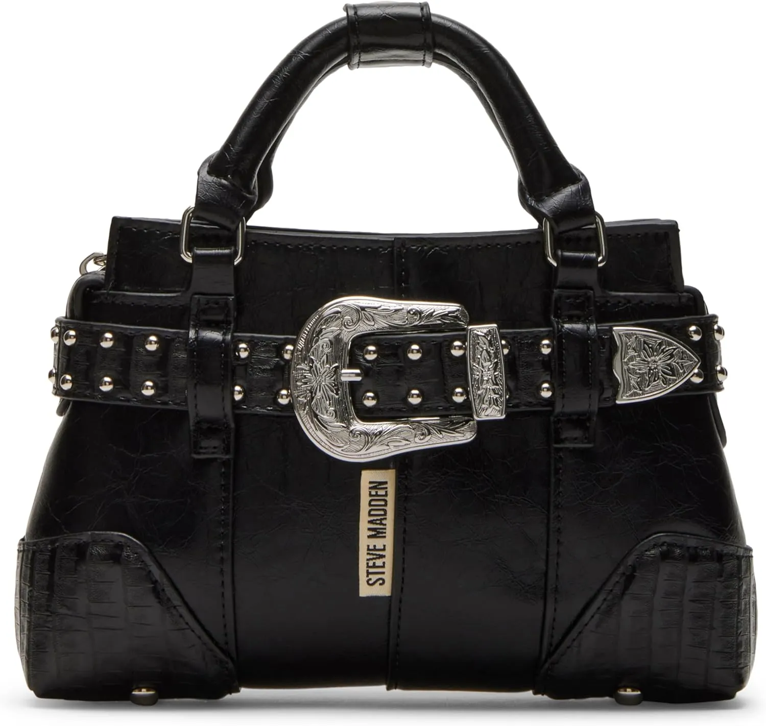 Steve Madden Boom Distressed Mini Satchel, Black
