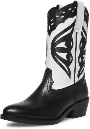 Steve Madden Womens Laredo Embroidered Leather Cowboy, Western Boots