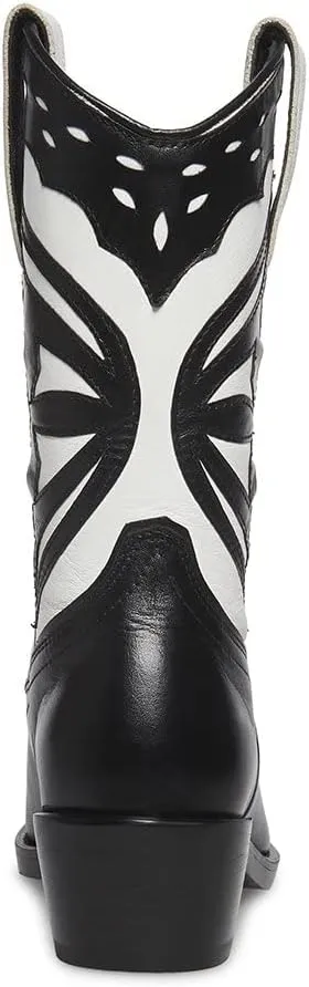 Steve Madden Womens Laredo Embroidered Leather Cowboy, Western Boots