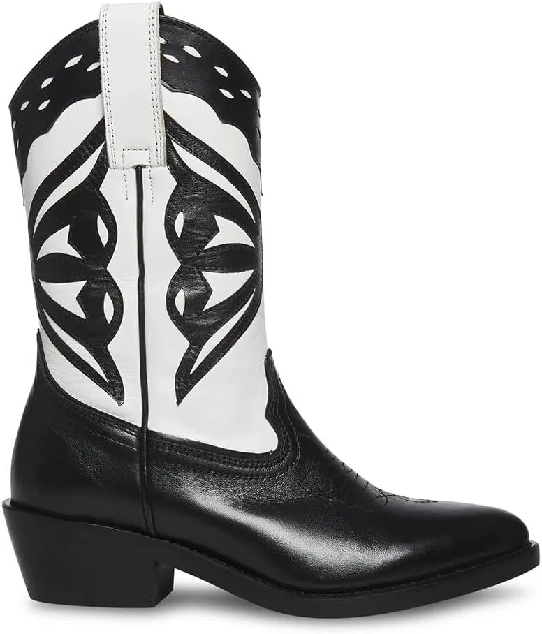 Steve Madden Womens Laredo Embroidered Leather Cowboy, Western Boots