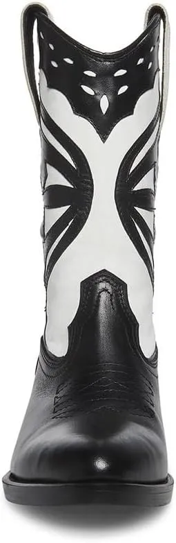 Steve Madden Womens Laredo Embroidered Leather Cowboy, Western Boots