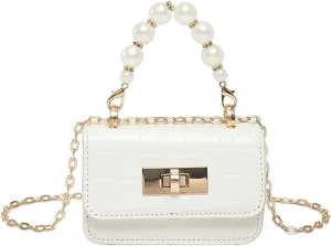 Stone Print Handbag With Chain Shoulder Bag