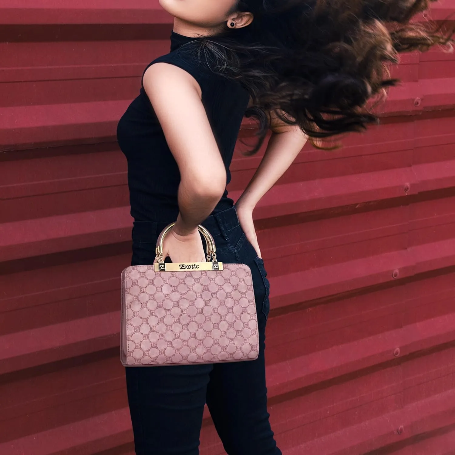 Studded Check Box Pattern handbag for women