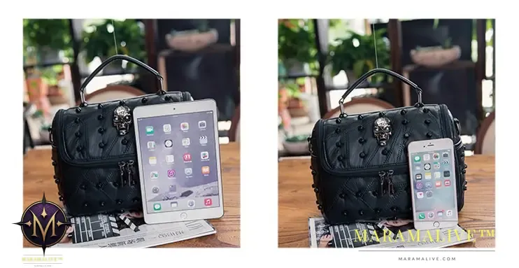 Studded hoe head portable small square bag casual slung shoulder bag