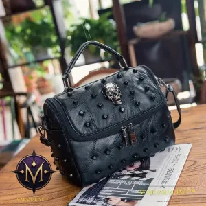 Studded hoe head portable small square bag casual slung shoulder bag