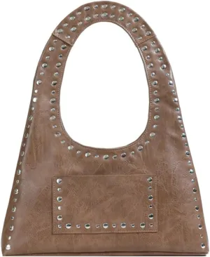 Studded Purses for Women Vegan Leather Handbag Vintage Y2K Tote Purse Stud Crescent Shoulder Bag Underarm Bag 2025