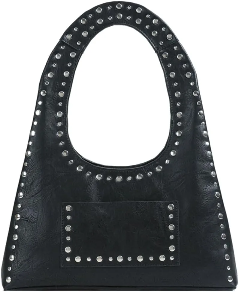 Studded Purses for Women Vegan Leather Handbag Vintage Y2K Tote Purse Stud Crescent Shoulder Bag Underarm Bag 2025