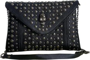 Studded Skull Shoulder Bag for Women PU Leather Punk Rock Rivet Crossbody Bag Shoulder Bag