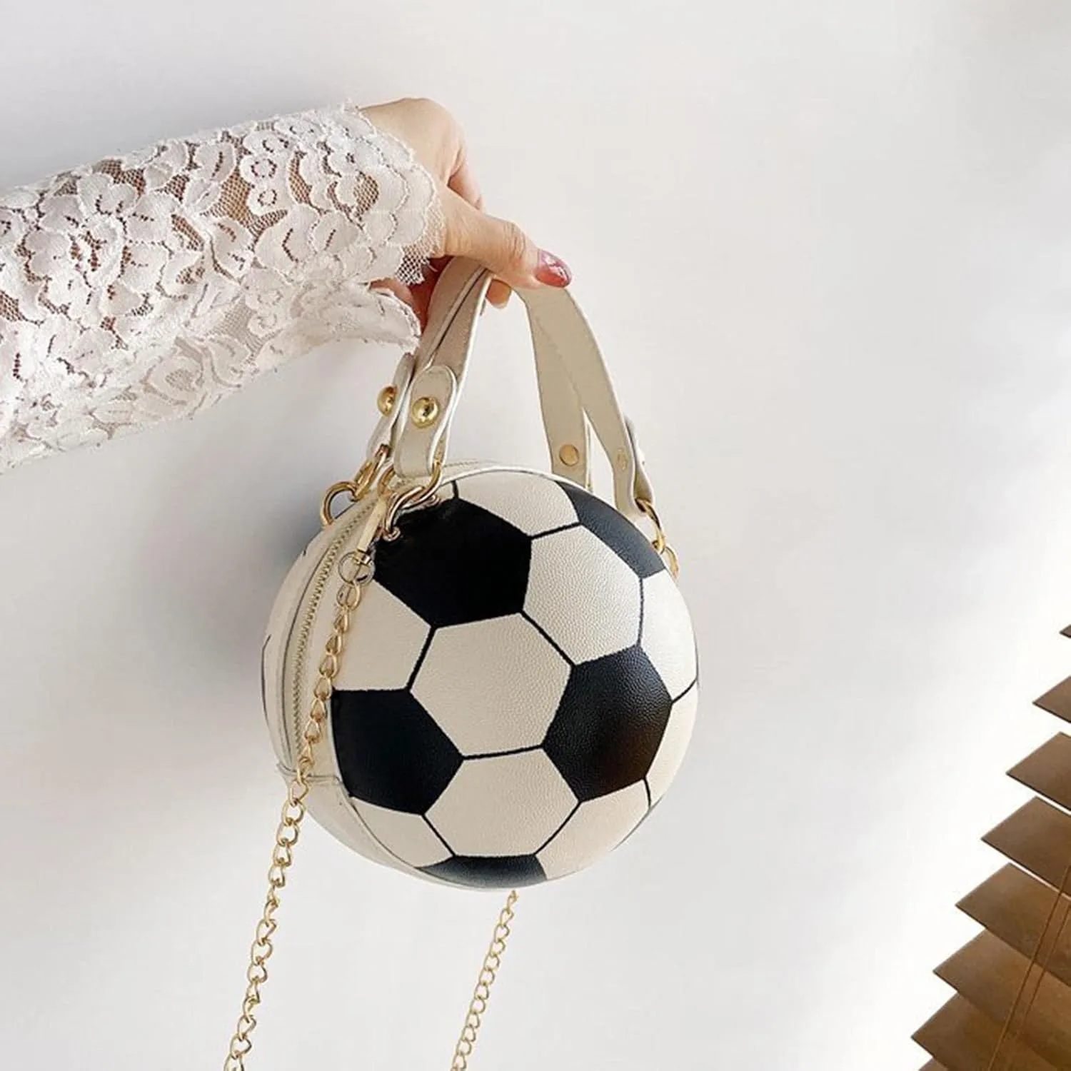 Stylish Football Shaped Crossbody Wallet PU Shoulder Bag for Shopping and Keys