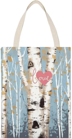 Stylish Shoulder Bag, Love Birch Tree Print Reusable Grocery Bag Large Canvas Tote Versatile Handbag All-purpose Tote