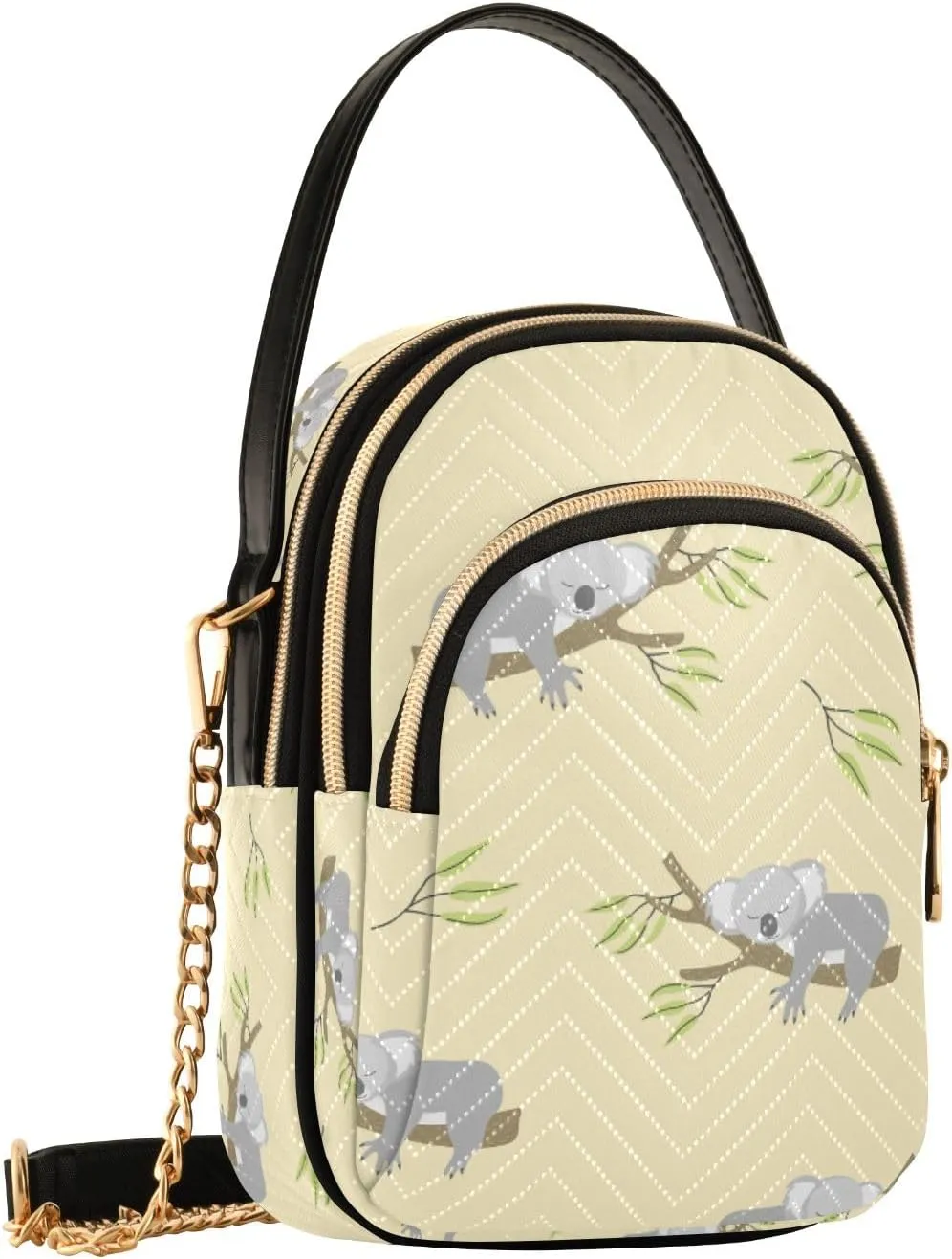 SUABO Crossbody Bag for Women, Sleeping Koala Phone Purse Detachable Chain Bag Shoulder Handbag Wallet