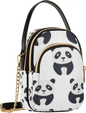 SUABO Crossbody Bag for Women, Unhappy Panda Phone Purse Detachable Chain Bag Shoulder Handbag Wallet