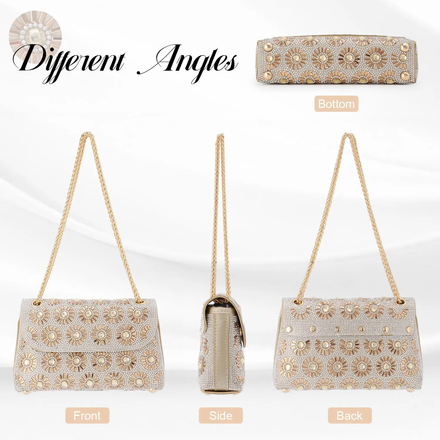 SUKUTU Women Glitter Rhinestone Evening Bag Sparkly Bridal Wedding Party Clutch Purse Clasp Handbag
