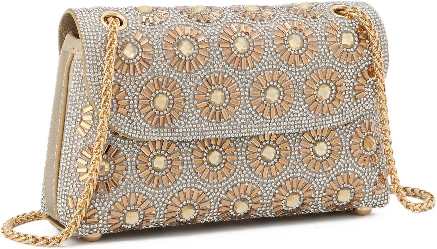 SUKUTU Women Glitter Rhinestone Evening Bag Sparkly Bridal Wedding Party Clutch Purse Clasp Handbag