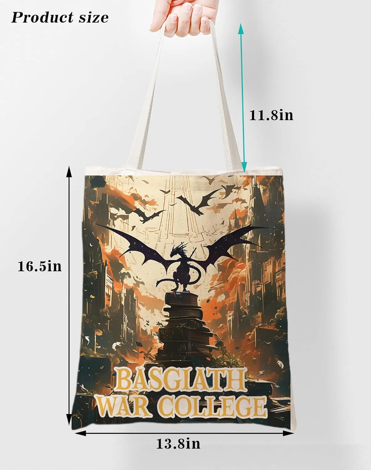SUNFYCN Canvas Tote Bag Dragon Ridder Inspired Gift, Fourth Wing Merch Pattern Reusable Grocery Bag Shopping Shoulder Bags