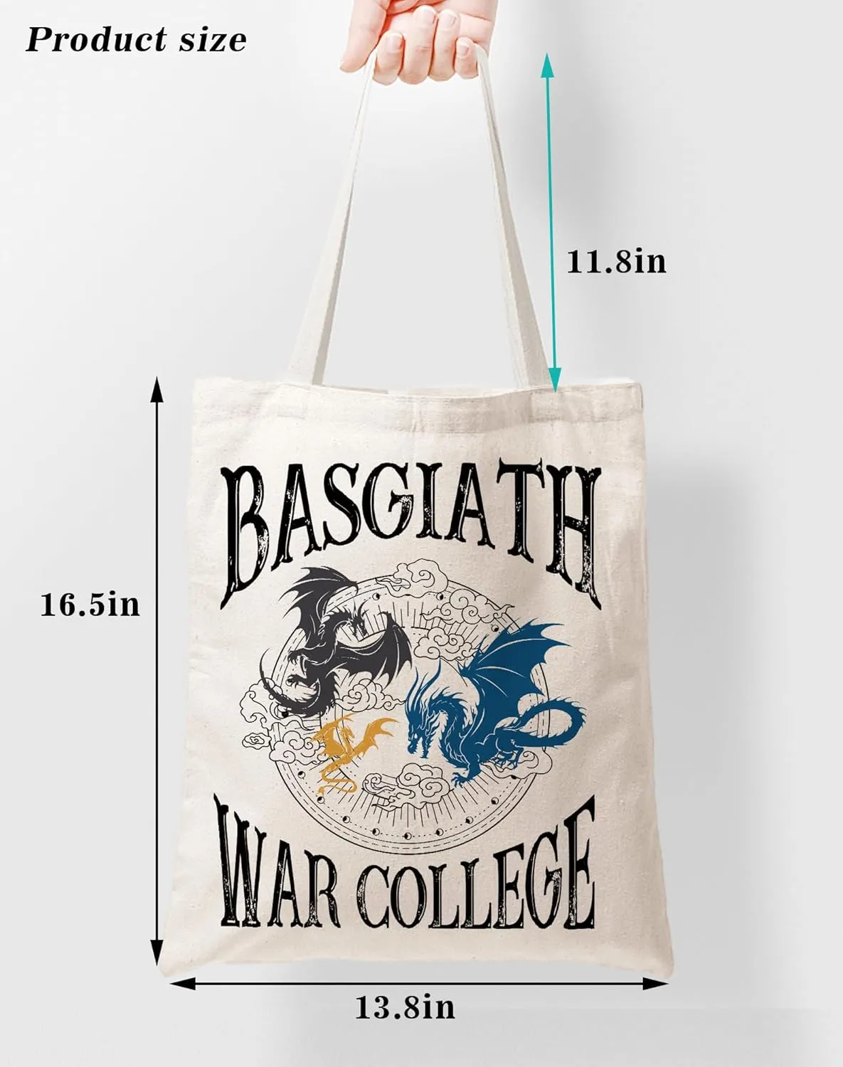 SUNFYCN Canvas Tote Bag Dragon Ridder Inspired Gift, Fourth Wing Merch Pattern Reusable Grocery Bag Shopping Shoulder Bags