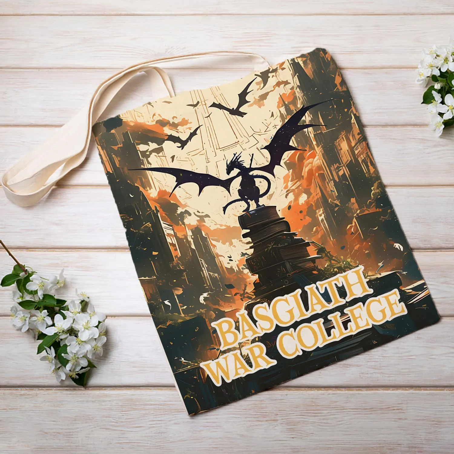 SUNFYCN Canvas Tote Bag Dragon Ridder Inspired Gift, Fourth Wing Merch Pattern Reusable Grocery Bag Shopping Shoulder Bags
