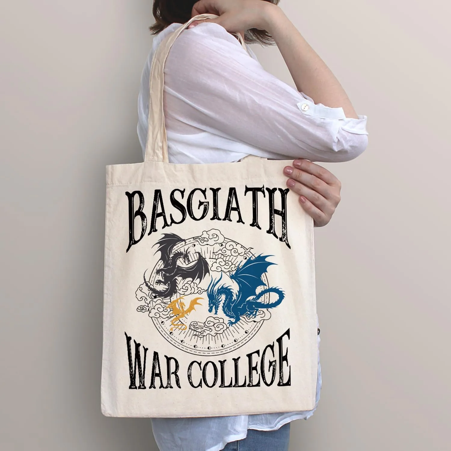 SUNFYCN Canvas Tote Bag Dragon Ridder Inspired Gift, Fourth Wing Merch Pattern Reusable Grocery Bag Shopping Shoulder Bags