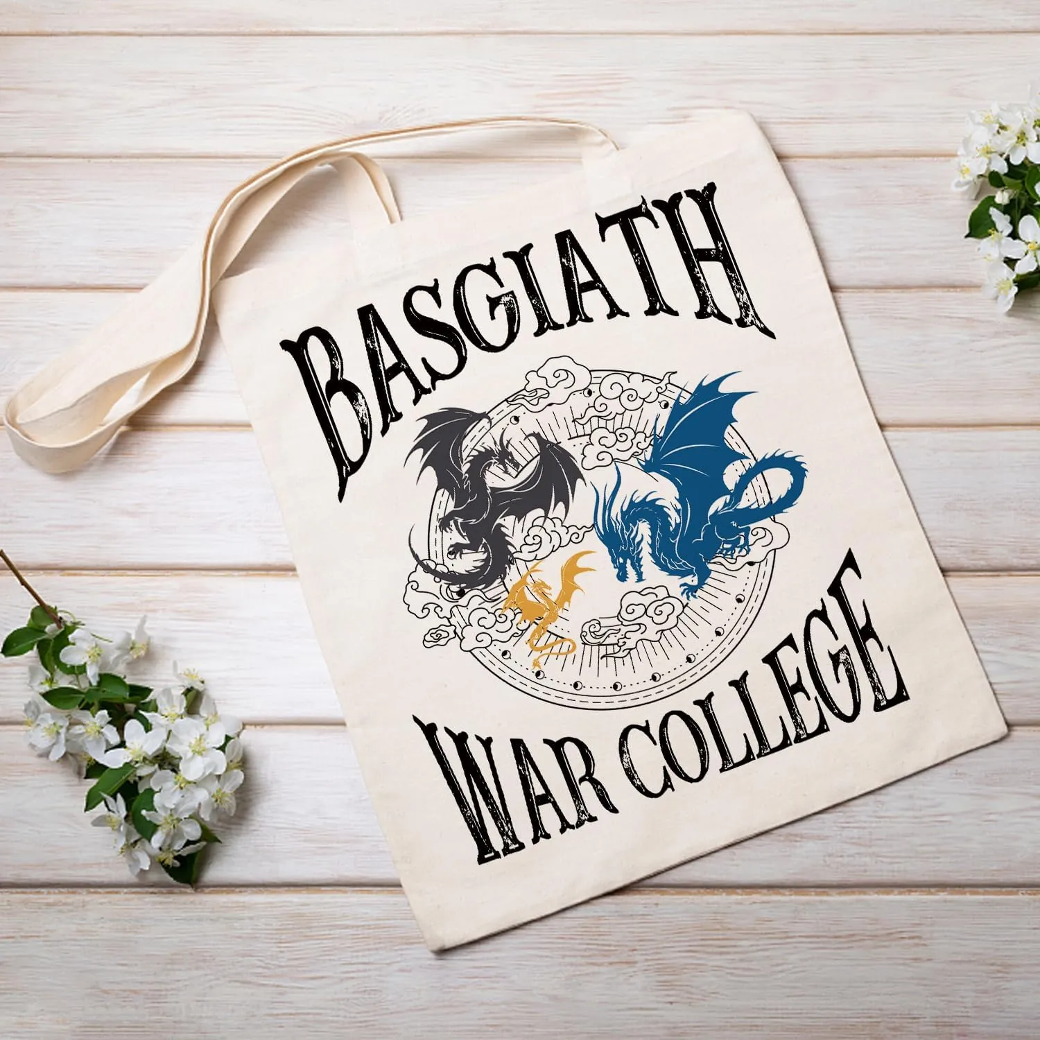SUNFYCN Canvas Tote Bag Dragon Ridder Inspired Gift, Fourth Wing Merch Pattern Reusable Grocery Bag Shopping Shoulder Bags