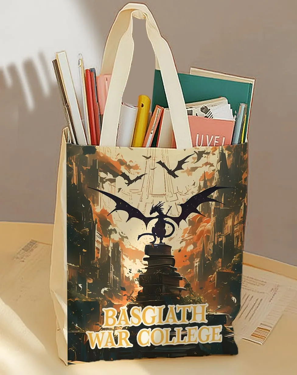 SUNFYCN Canvas Tote Bag Dragon Ridder Inspired Gift, Fourth Wing Merch Pattern Reusable Grocery Bag Shopping Shoulder Bags