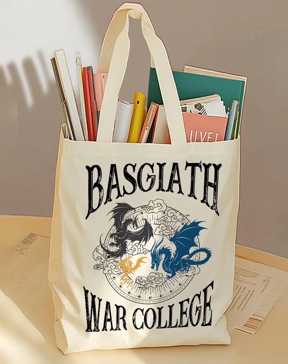 SUNFYCN Canvas Tote Bag Dragon Ridder Inspired Gift, Fourth Wing Merch Pattern Reusable Grocery Bag Shopping Shoulder Bags