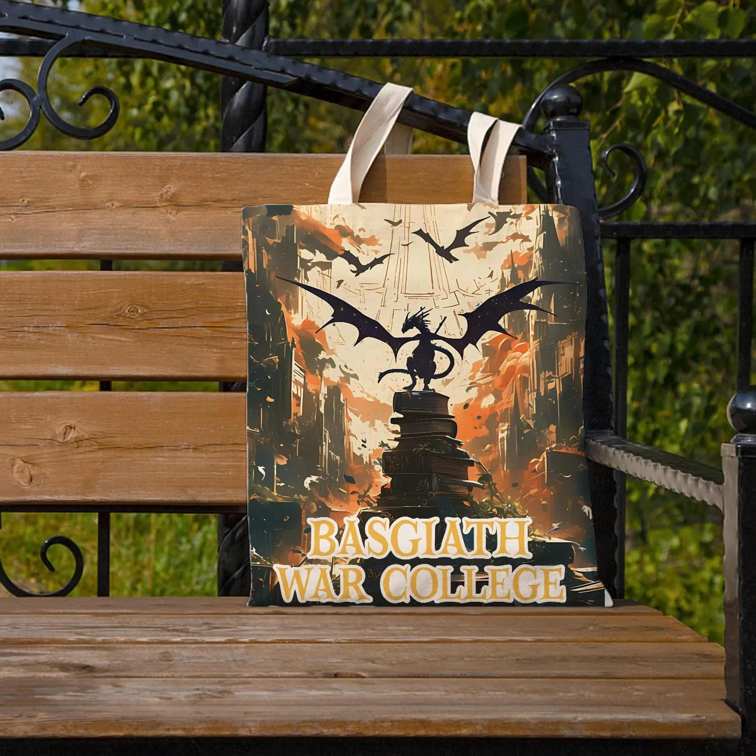 SUNFYCN Canvas Tote Bag Dragon Ridder Inspired Gift, Fourth Wing Merch Pattern Reusable Grocery Bag Shopping Shoulder Bags