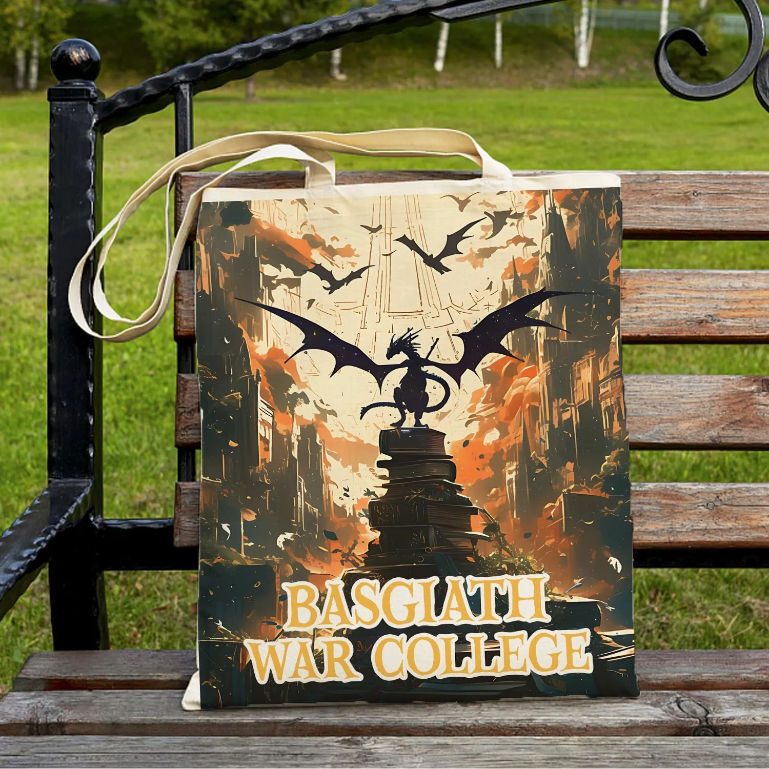 SUNFYCN Canvas Tote Bag Dragon Ridder Inspired Gift, Fourth Wing Merch Pattern Reusable Grocery Bag Shopping Shoulder Bags