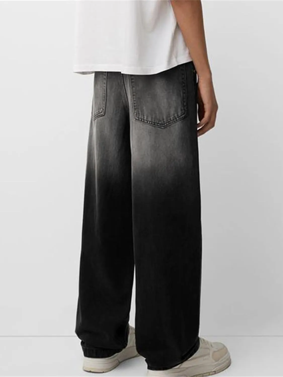Sunloudy Men Baggy Jeans Relaxed Fit Wide Leg Denim Pants Vintage Hip Hop Straight Wide Leg Jeans Trousers Streetwear