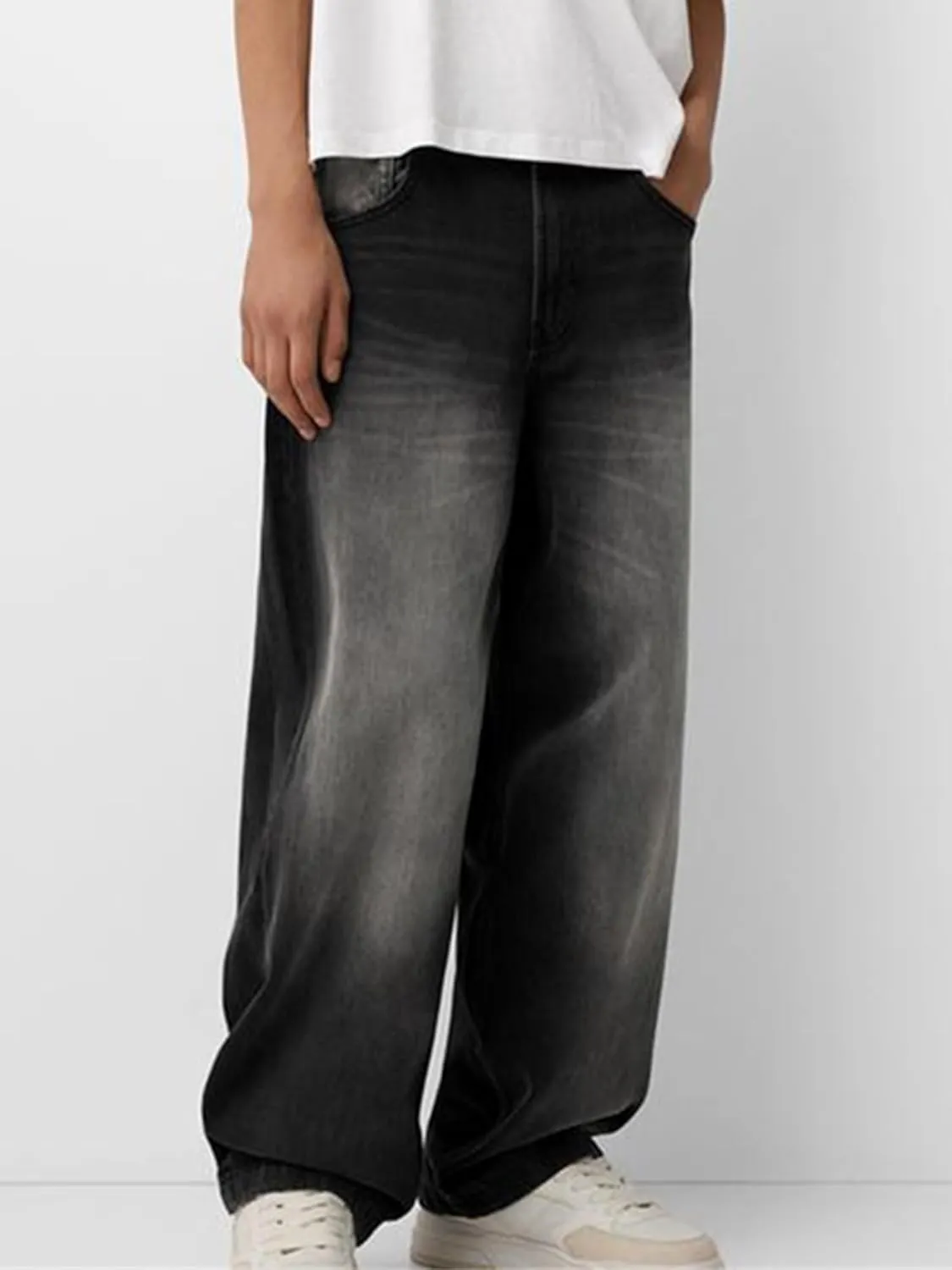 Sunloudy Men Baggy Jeans Relaxed Fit Wide Leg Denim Pants Vintage Hip Hop Straight Wide Leg Jeans Trousers Streetwear